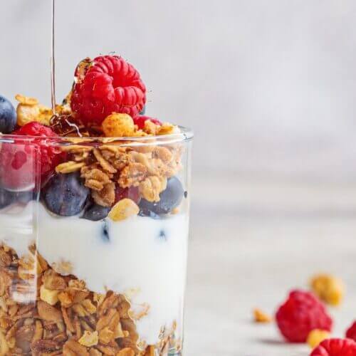 Fruit yogurt parfait dessert recipe