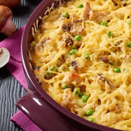 Chicken veggie and pasta casserole