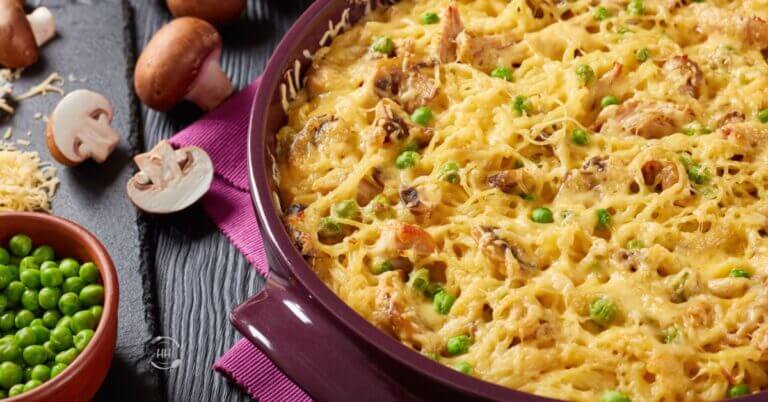 Chicken veggie and pasta casserole