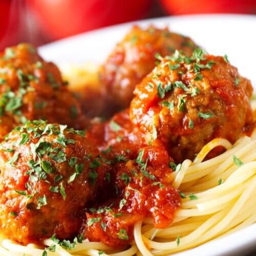 Spaghetti and meatballs