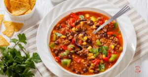 Hamburger corn and veggie soup