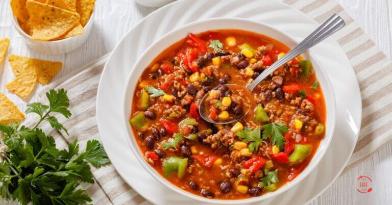 Hamburger corn and veggie soup