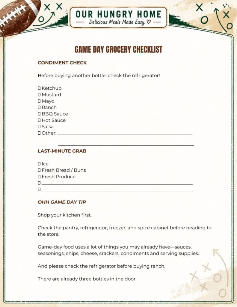 Football Grocery List