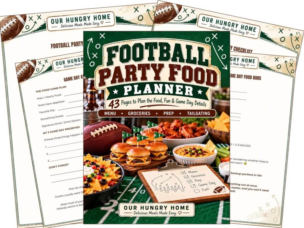 Football Party Food Planner 43-page printable game day planning guide