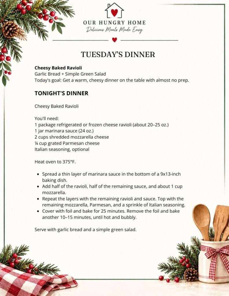 Holiday Meal Plan